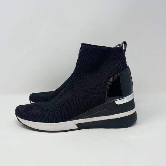 Michael Michael Kors Skyler Stretch-Knit Sock Sneaker Womens 9 Black‎ White - Picture 4 of 9